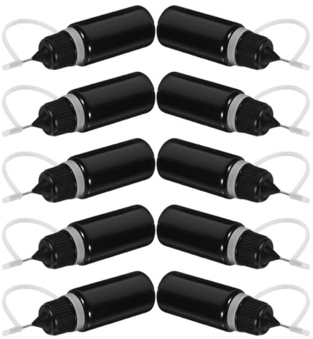 ABOOFAN Flacons Applicateurs Noirs pour Protection la Lumière en Plastique Léger Lot de 10 avec Embout Précis Maison Voyages D'affaires