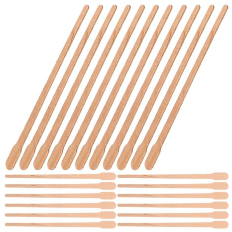 MAGICLULU 100 Stück Wachsstäbchen zur Haarentfernung für Haare mit Holzmaterial Ovaler Applikator Praktisch und Geeignet für Strand und Party Einsätze