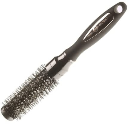 Head Jog 60 Black Ionic Radial Brush. Lightweight Round Hairbrush For Blow Drying, Curling. Ceramic Coated Barrel & Nylon Bristles, 28mm