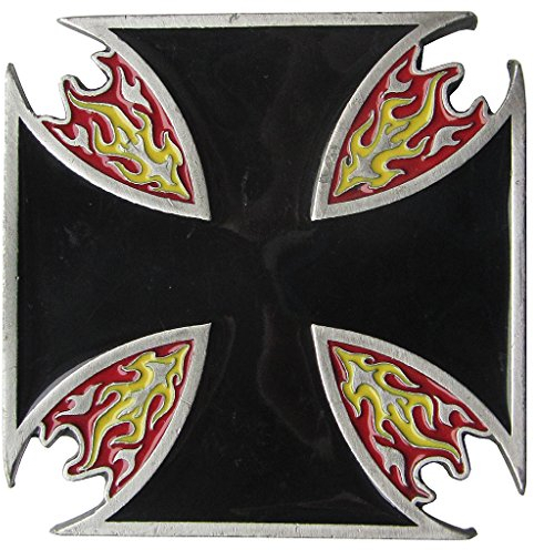 Gürtelschnalle FLAMING CROSS Iron Buckle NEU USA