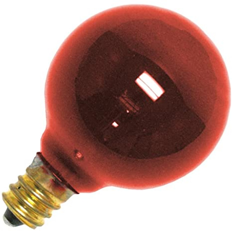 Satco S3833 10 Watt G12.5 Incandescent 120 Volt Candelabra Base Light Bulb, Transparent Red