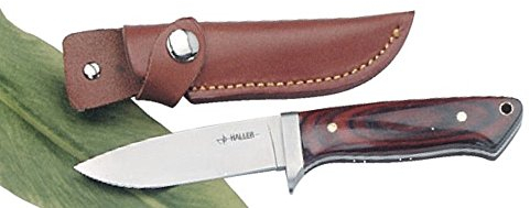 Budoten Haller 83257 Holzgriff Lederscheide Silber Messer, 95 mm Klinge, 210 mm Gesamtlänge, Edelstahl, Ebenholz