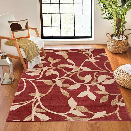 Livabliss Balsam Rouvrel Abstract Carpet 160x230 cm, Living Room, Bedroom & Dining, Modern Marble Design, Soft Medium Pile, Easy Care, Burgundy Beige Brown