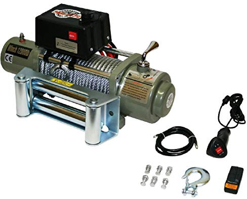 Varan Motors - var-sc12000LB Argano/verricello elettrico 12V capacita 5443Kg 4800W con cavo da 28m e diam: 9,4mm