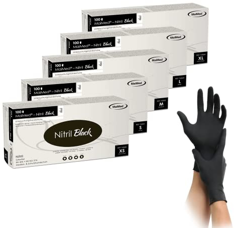 Maimed Nitril Black Einmalhandschuhe 100 Stück Einweghandschuhe XL – Schwarze Nitrilhandschuhe puderfrei – Größen XS, S, M, L, XL - Nitrile Gloves Schwarze Handschuhe Einweg Damen Herren