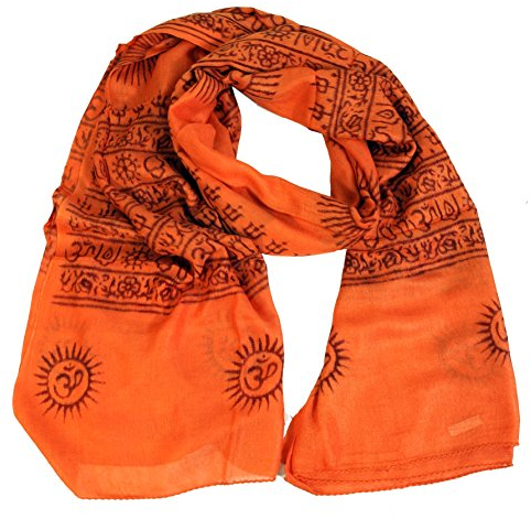 GURU SHOP Dünnes Baba Tuch, Benares Lunghi - Orange, Herren/Damen, Synthetisch