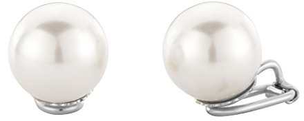 Traveller Ohrclip - Damen - Silberfarben - Perle - 14 mm - Weiss - Platiniert - 801114