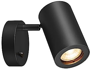 SLV ENOLA B | Wandleuchte, Wandbeleuchtung, Aufbauleuchte | Zylindrisch, GU10, Aluminium, mit Schalter, schwarz, max. 50 W, Dreh- oder Schwenkbar