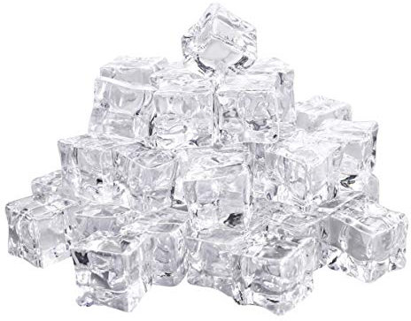Vosarea 50 pcs Cube Carré Forme Verre Lustre Glaçons Faux Artificielle Acrylique Glaçons Cristal Clair Photographie Props Cuisine Décor