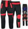 Motorradhose Herren mit 2CE Protektoren - Winddicht Biker Quad textil Hosen - Wash- & Abnehmbar Thermo-Futter, Kombi-Reißverschluss, Elastischer Bund - aus 4 Schichten & 2 Zipper Taschen Rot - 54