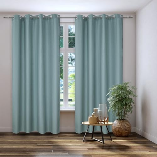 Kutti Vorhang Gardine Thermo Ösenschal Dimout türkis Blickdicht Verdunkelung Breite 140 cm x Höhe 225 cm (1 Stück)