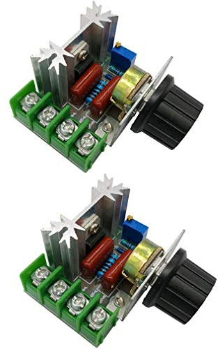 Hailege 2pcs 2000W AC Motor Speed Control Controller Adjustable Voltage Regulator 50-220V AC High Power Motor Governor Thermostats