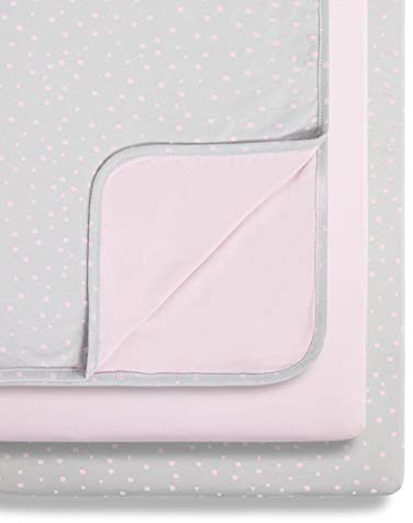 Snüz 3 Piece Crib Bedding Set – 100% Jersey Cotton – Grey & Pink Blanket and Crib Sheets – Rose Spot