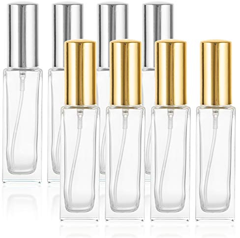 Chingde Parfümzerstäuber 10ml, Zerstäuber Parfüm Abfüller, Parfum Flakon Leer, Nachfüllbar, mit Zerstäuber, für Reisen, Urlaub, Ausflüge (8 PCS)