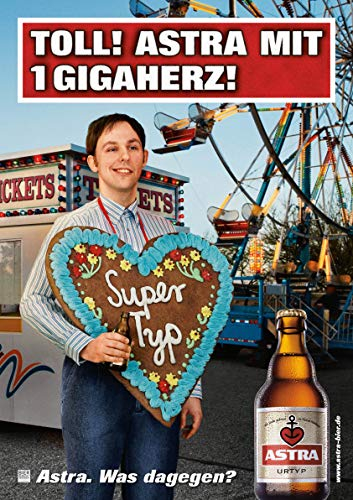 ASTRA Bier Werbung/Reklame Plakat DIN A1 59,4 x 84,1cm Toll 1 Gigaherz, kultiges Poster aus St. Pauli