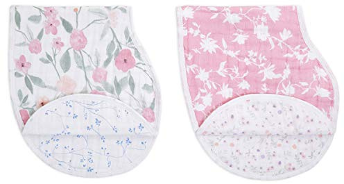 aden + anais Baby - Mädchen 2-in-1 Bib Lätzchen Burpy L tzchen 100 Baumwoll Musselin 2 St ck, Ma Fleur, 57cm x 28cm EU