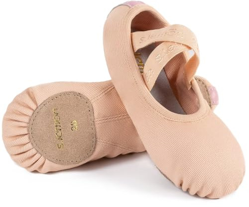 s.lemon Ballet Shoe,Girls Elastic Ballet Slippers Stretch Canvas Dance Shoes for Kids Adult TLB Orange 43