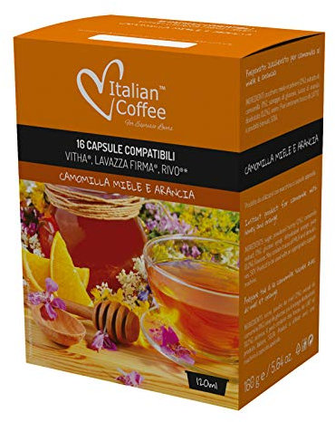 Espresso Italiano 96 Capsule Compatibile con Lavazza Firma (16 unità (Confezione da 6), Camomilla Miele e Arancia)