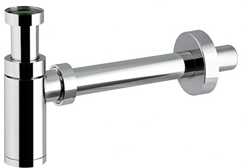 Vetrineinrete® Sifone a bottiglia per lavobo scarico lavandino sotto lavabo attacco 1¼ ottone cromato lucido C80