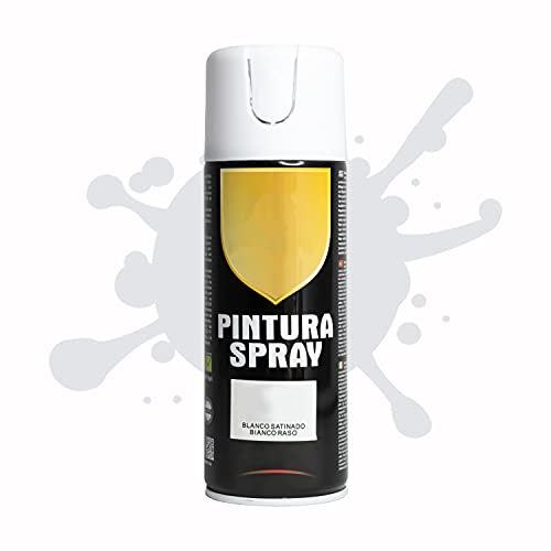Pintura Spray 400ml para Metal/Madera/Plástico (Blanco Satinado, 1 Bote)