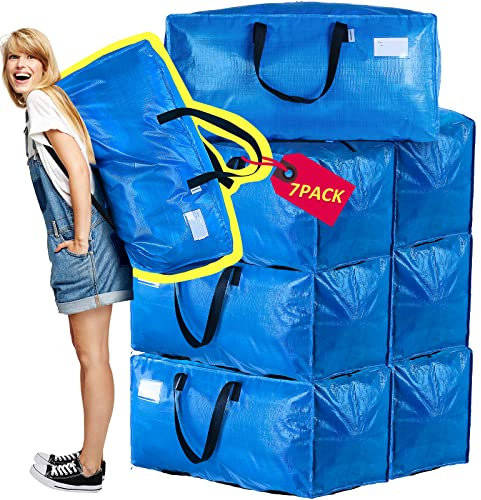 AlexHome Umzugstaschen, strapazierfähig, extra große Verpackungsbeutel zum Umzug, wiederverwendbare Kunststoff-Umzugstaschen, Kleideraufbewahrungsbehälter, Umzugsbehälter, kompatibel mit Ikea Frakta