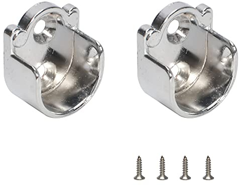 2 Pcs Closet Pole Sockets Flange Socket for Wardrobe Bracket Curtain Rod | Pole End Easy Installation Or Quick Removal with Screws Electroplating Alloy (19mm)