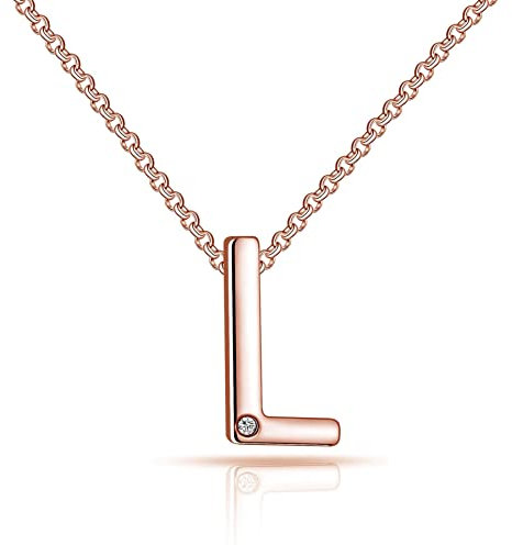Philip Jones Rose Gold Plated Initial Necklace Letter L Created with Zircondia® Crystals