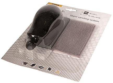 Mirka Bloc de ponçage manuel avec aspiration 70 x 125 mm, autoagrippant, avec 3 bandes abrasives Abranet grain P120