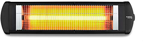 KUMTEL Stufa a infrarossi, 2000 Watt, installazione a parete e soffitto, impermeabile, IP55, 5 livelli di potenza, colore: nero