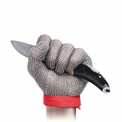 Cut Resistant Gloves Anti-cutting Gloves, Grade 5 Five-finger Steel Wire Metal Labor Protection 304 Stainless Steel Ring(Size:M/A pack of one)