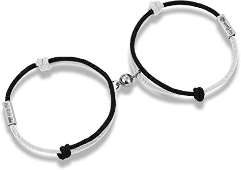 OIDEA Paar Armband Magnet Herz: Partner Pärchen Armkette Fernbeziehung Armbänder mit Gravur Armreif Geschenk für Verliebte Damen Herren Paare Her King/His Queen