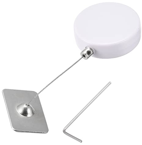 sourcing map Retractable Cable Lock with Double-Sided Adhesive, Remote Control Lock Anti-Lost Rope Hardware Cable Lock 200g Tensile Force White