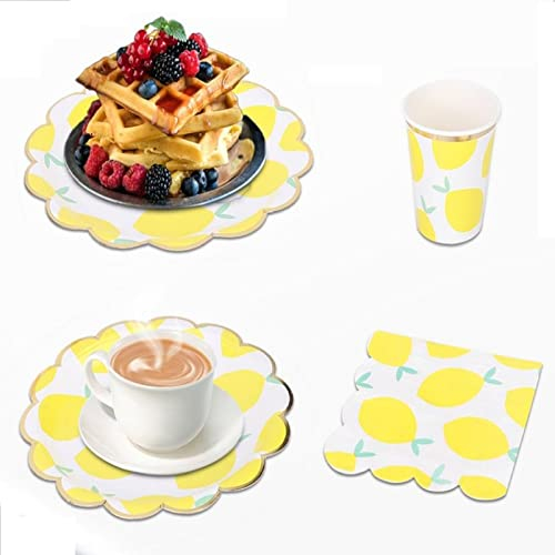 Serviette Papier Citron Papier Tasse Assiette Serviette Vaisselle Ensemble Fournitures De Fête De Fruits Pour Mariage Fête Pique-Nique Restaurant à Emporter Usage