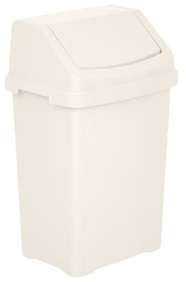 JMS we create smile (𝐒𝐞𝐭 𝐨𝐟 𝟐) Swing Bin Under Kitchen Cabinet Dust Bin Storage Bin Food Grade Plastic Swing Top Waste Rubbish Garden Compost Bin - Made in UK (Large (50 Litre), Soft Cream)