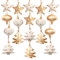 Logbuch-Verlag 18 Weihnachtsbaum Anhänger aus Metall 4 cm Weihnachtsbaumschmuck Sterne + Herzen + Bäume Gold weiß Weihnachten Baumschmuck