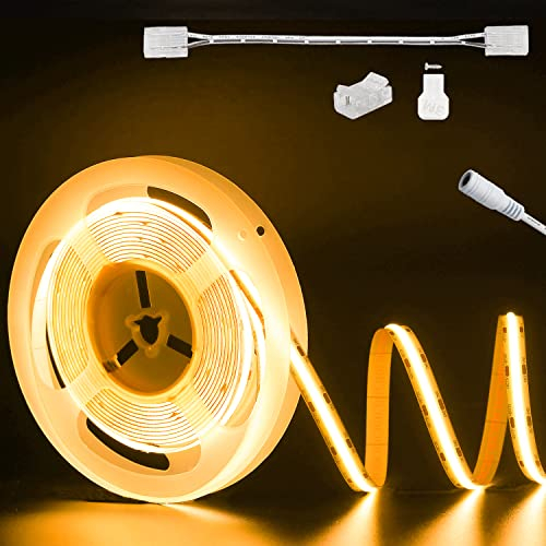 PAUTIX COB LED Streifen Warmes Weiß 2000K 504LEDS/M 6M LED Licht Tape für Schlafzimmer Superbrillant, Küche mit 8mm cob Verbinder (Netzteil nicht enthalten)