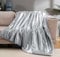 Vonty Satin Throw Blanket Silver Grey 90x90 Inches (With Small Flowers), Cooling & Silky, Wrinkle-Free Cable Knit Big Size for Couch, Sofa, Bed, Outdoor