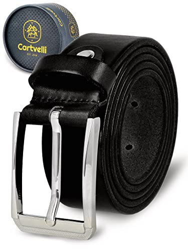 Cartvelli Business Ledergürtel Schwarz Herren inkl. Geschenkbox Made in Germany - Echt Leder Gürtel Anzug 35mm LordA22s-85