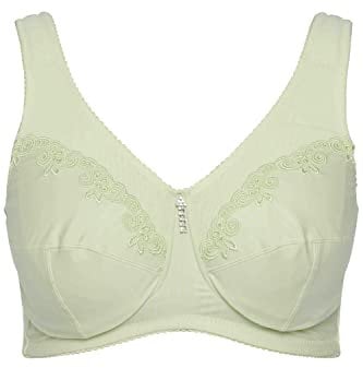 Ulla Popken Damen Entlastungs-BH, ohne Bügel, Strassanhänger, Cup C - G BRA, helles salbei, 105E