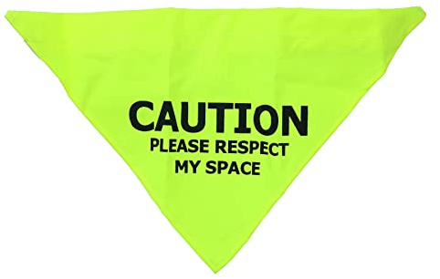 Medium/Large Hi Vis Yellow Respect My Space Warning Bandanna for Dogs