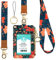 Porta Badge in Pelle PU da Collo con Cordino, 5 Scomparti per Carte e 1 Tasca con Cerniera, Può Memorizzare Carte d'identità, Carte d'identità Degli Studenti e Carte dell'autobus（Red Flower）