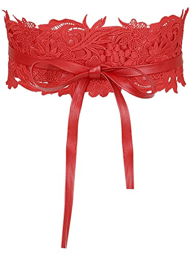 Allegra K Women's Elegant Lace Wide Wrap Belt With Obi Corset Cinch Bowknot | Lace wrap belt, adjustable slimming, elegant bowknot, for weddings, parties daily
