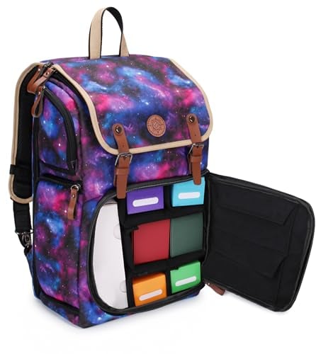 ENHANCE Sammelkarten-Aufbewahrungsbox-Rucksack in voller Größe für Spielkarten – Platz für Kartenordner, TCG Box Aufbewahrung, Playmat-Halter kompatibel mit Magic The Gathering, Pokemon (Galaxis)