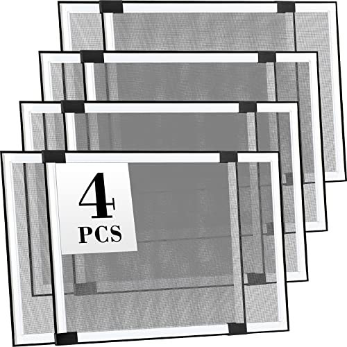 4 Stück erweiterbare Fenstergitter, verstellbares Schiebefenster, Netzgewebe mit Aluminiumrahmen, abnehmbarer Fensterschutz, vorgerahmt, Schiebefenster, Ersatz für Zuhause (35,6 cm - 61 cm B x 25 cm