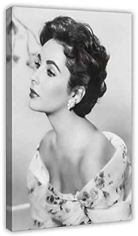 crttrs Leinwandposter, Motiv: Hollywood-Filmstar Elizabeth Taylor, Schlafzimmerdekoration, Sportlandschaft, Büro, Raumdekoration, Geschenk, Rahmen-Stil, 60 x 90 cm