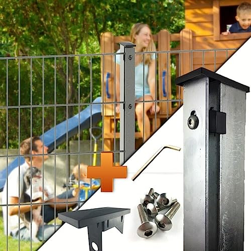 auf-mass24 Doppelstabmattenzaun 6/5/6 AL Feuerverzinkt - Silbergrau Abdeckleiste Länge und Höhe wählbar Doppel-Stab Matten Zaun Draht Gitterzaun Metallzaun (12.5, 1.23)