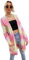 HEYPORK Damen Herbst Winter Warm Bequem Jacke Casual Mode übergangsjacke Mantel Frauen Pullover Regenbogen Mittlere Länge Strickjacke Tasche Gestrickt Jacke(Rot, 2XL)