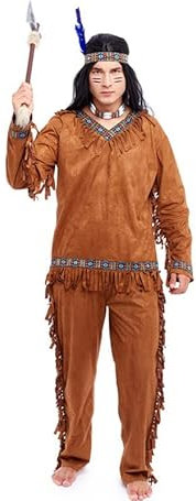 Partilandia Disfraz de Indio marrón para hombre Talla S