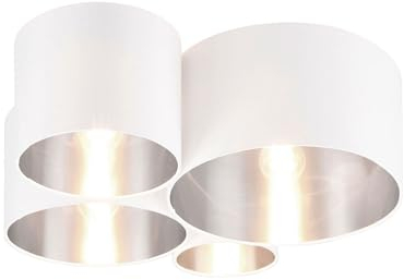 RL LIVE YOUR LIGHT Deckenleuchte - Weiß - Silberfarben - Metall - Stoff - 4-flammig - B 50 cm