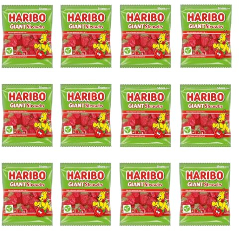 HARIBO Lot de 12 pailles géantes 140 g